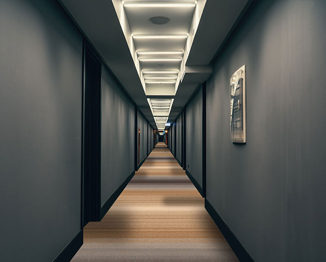 Brown Cut Striped Corridor Carpet