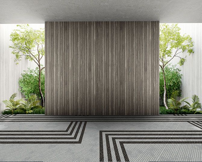 Grey Cut Striped Corridor Carpet