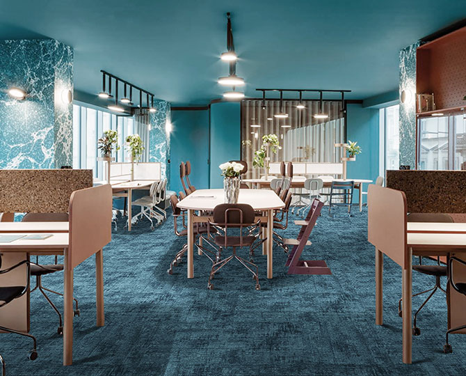 LANDS Blue Loop Natural Texture (Rock) Commercial Carpet Tiles