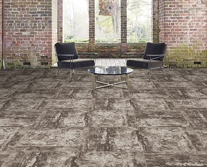 LANDS Brown Loop Natural Texture (Wood) Commercial Carpet Tiles