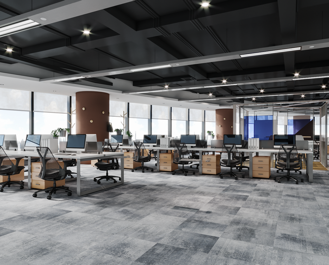 ART VISUAL Grey-2 Loop Modern Commercial Carpet Tiles