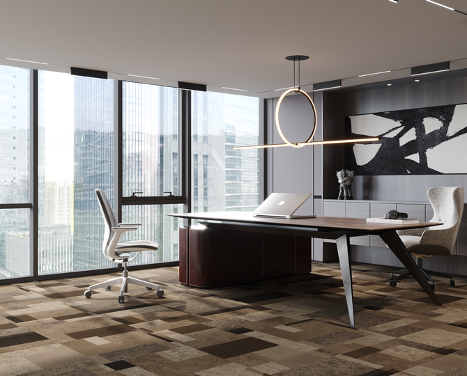 Mondrain Brown Loop Modern Office Carpet Tiles