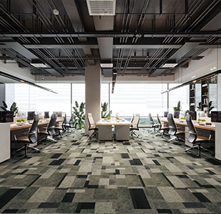 Mondrain Brown-1 Loop Modern Office Carpet Tiles