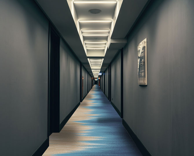 Blue Cut Modern Corridor Carpet
