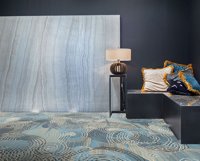Blue Loop Patterned Office Carpet