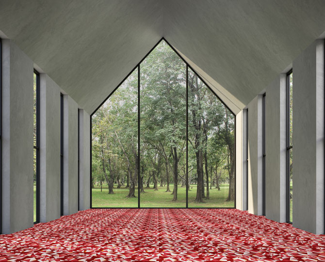 Red Loop Modern Banquet Carpet