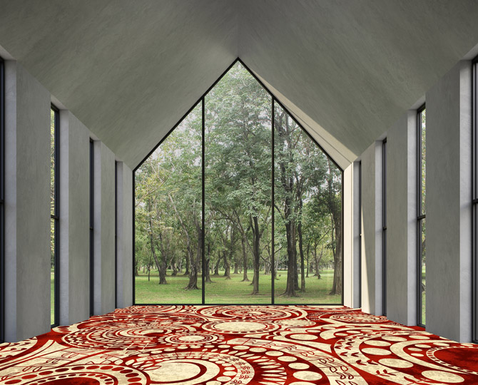 Red Modern Cut Banquet Carpet