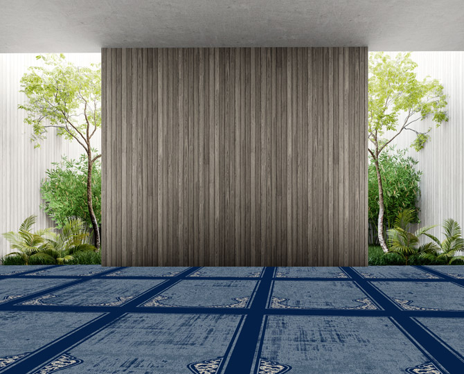 Blue Cut Traditional Prayer Room Carpet